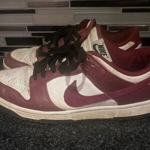 Nike Dunk Low Men's Maroon and White Sneakers